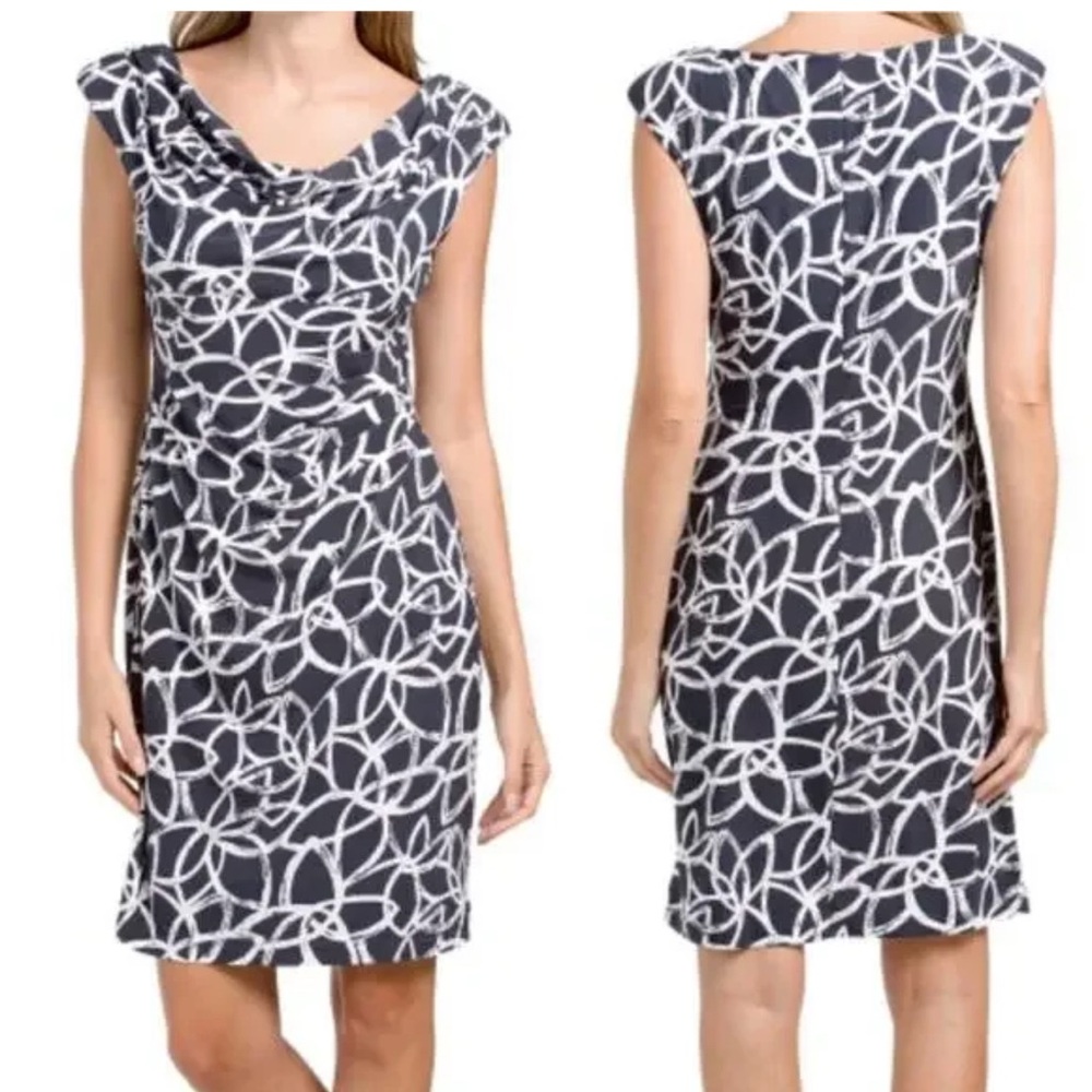 Anne Klein Black and White Asymmetrical Sheath‎ Dress.    CAJA   #. 1 A